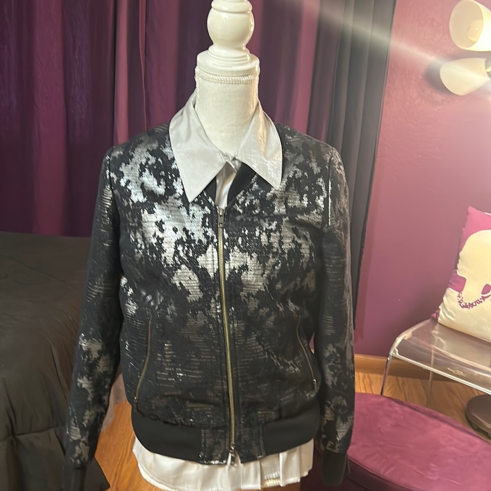 Tracy Reese jacket, sz S, black and silver